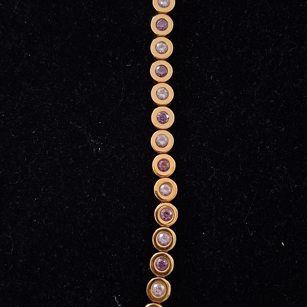 Rustic Cuff Purple And Goldtone Stainless Steel Bracelet With Case - Picture 6 of 6